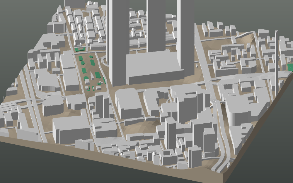 A 3D-printable model plate of Chengdu — Jinjiang — with its buildings, streets, water and terrain.
