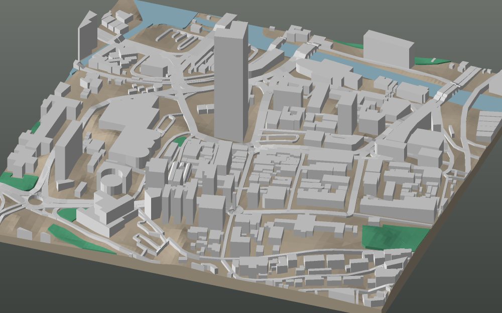A 3D-printable model plate of Colombo — Fort — with its buildings, streets, water and terrain.