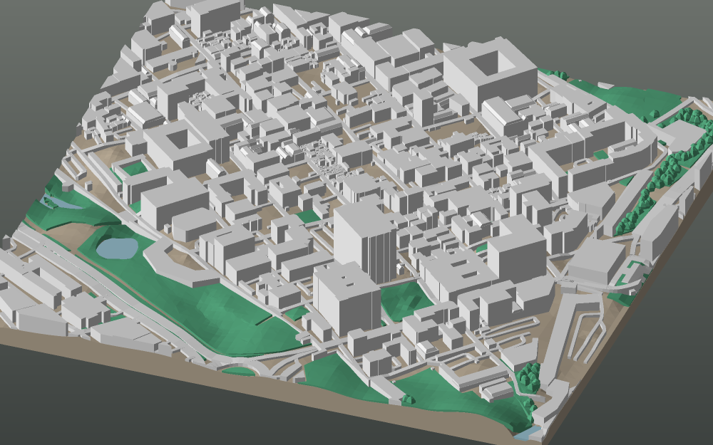 A 3D-printable model plate of Manila — Intramuros — with its buildings, streets, water and terrain.