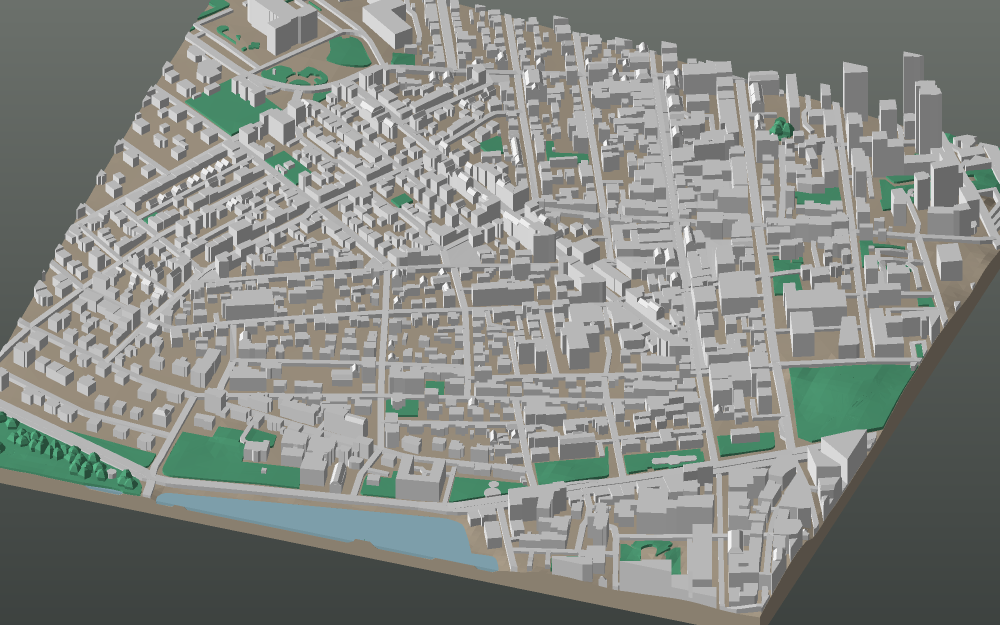 A 3D-printable model plate of Reykjavík — Austurbær, Miðborg.
